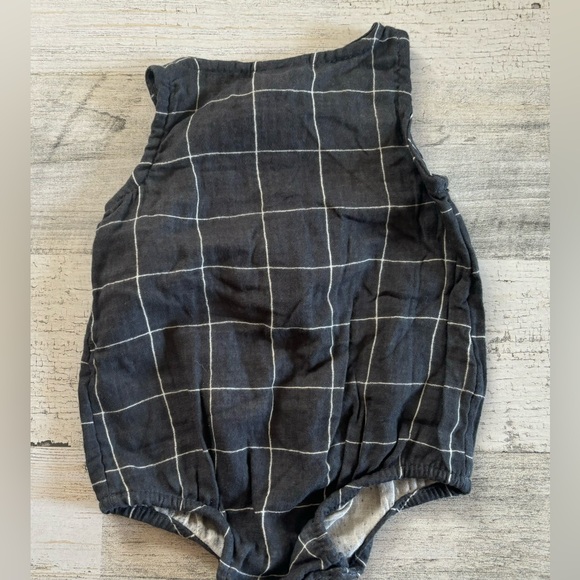 Cat & Jack Plaid Baby Rompers - Mustard and Navy - Picture 5 of 6